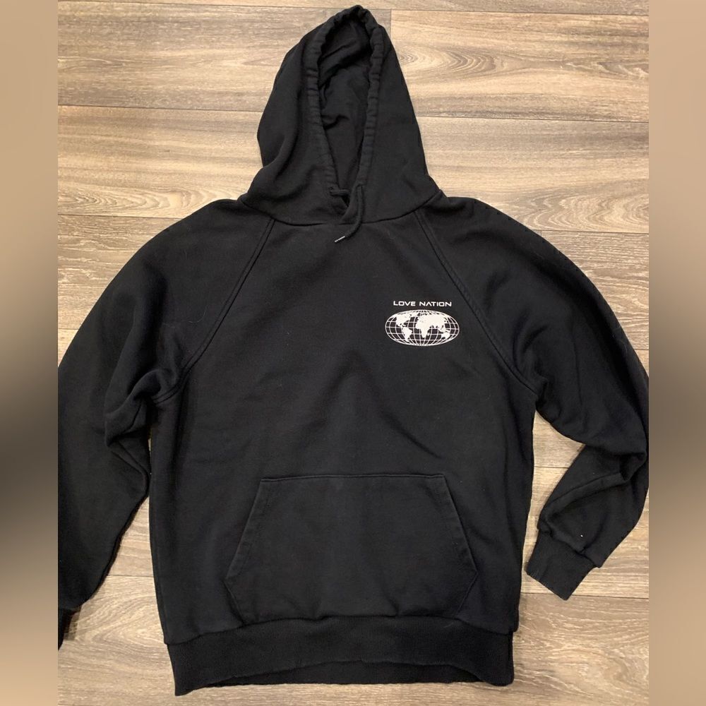 Love Nation hoodie.  Kangaroo pocket.  22” ptp.  25” long.